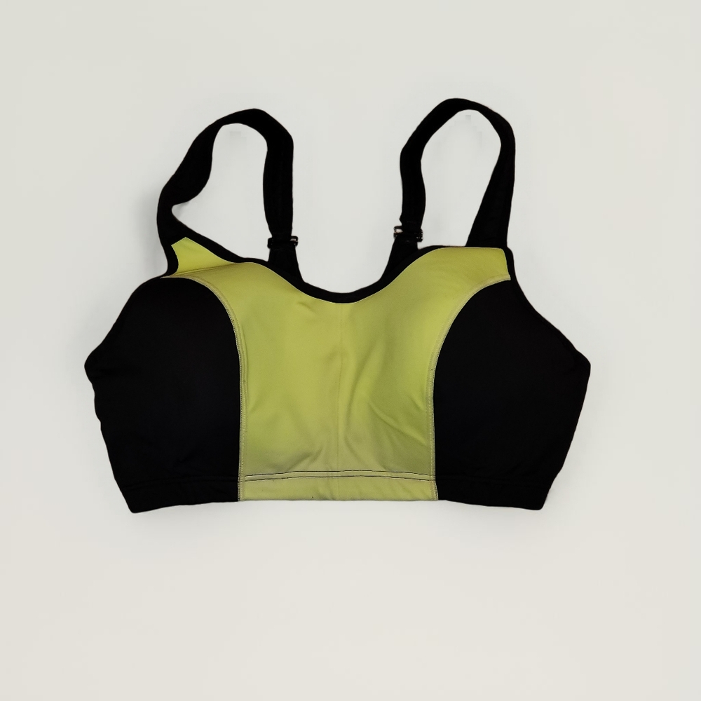 LIVI Black & Neon Yellow Underwire Sports Bra Size 40D Convertible Adjustable